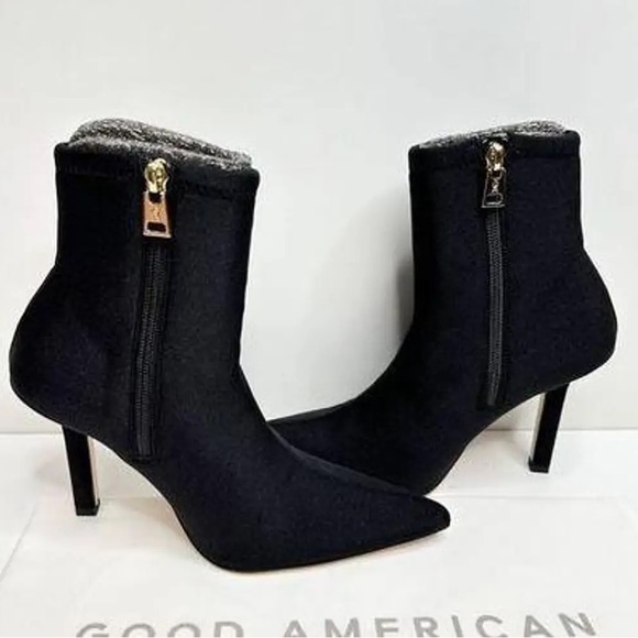 Good American Boots High Kickstand Black Pointed Toe Neoprene Booties Size 8 NIB - Picture 7 of 8